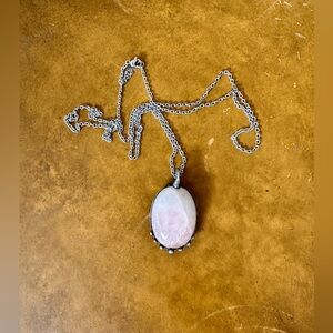 Pink stone necklace. Chain is approx. 15 inches long.